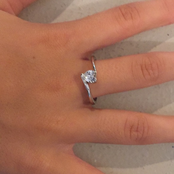 Handmade Jewelry - Stamped 925 Silver .5 ct Sapphire heart Size8 RING